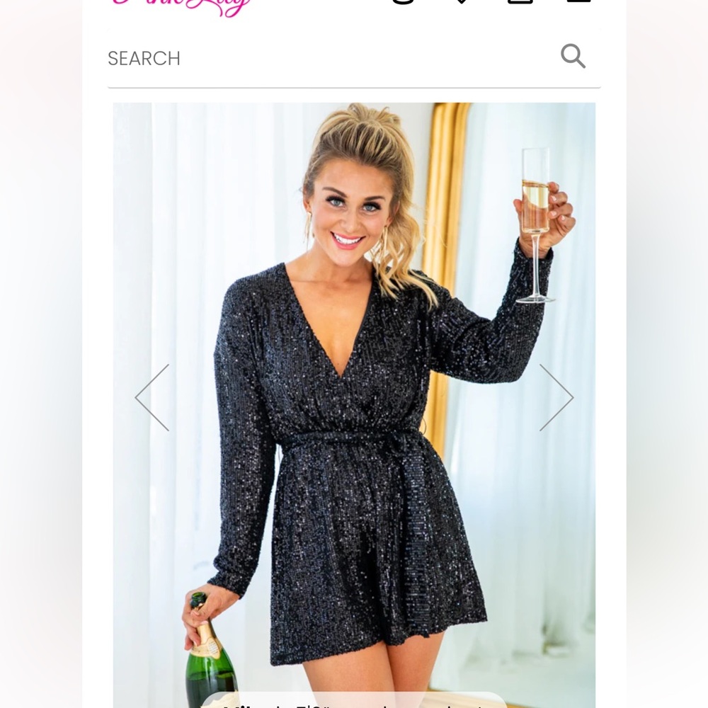 END GAME BLACK SEQUIN ROMPER PINK LILY